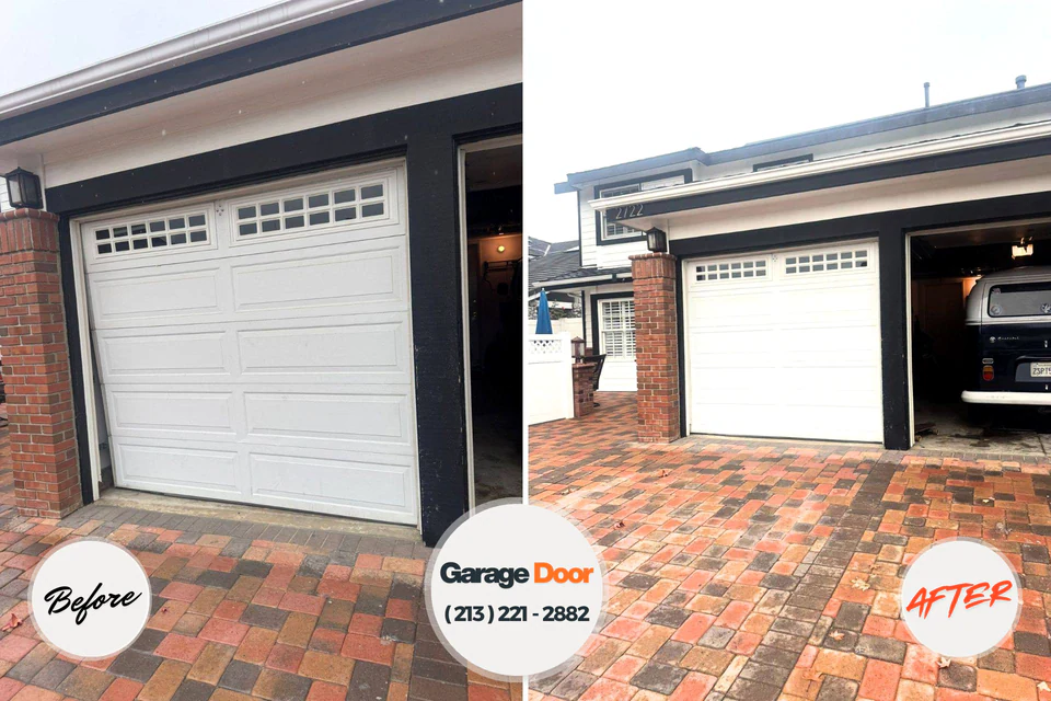 Before and after: garage door repair Kingsburg, CA